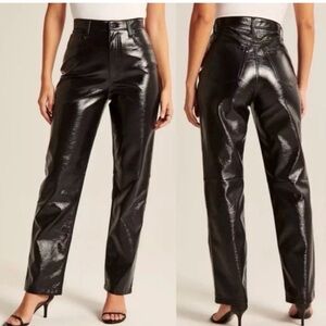 Abercrombie & Fitch Blue Faux Leather Straight Leg Pants